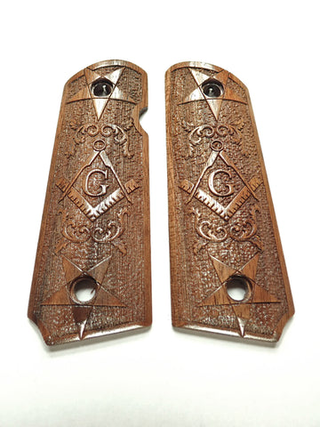 --Walnut Masonic 1911 Grips (Compact)