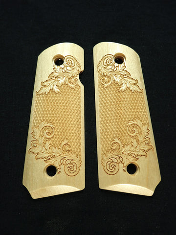 --Maple Floral Checker 1911 Grips (Compact)