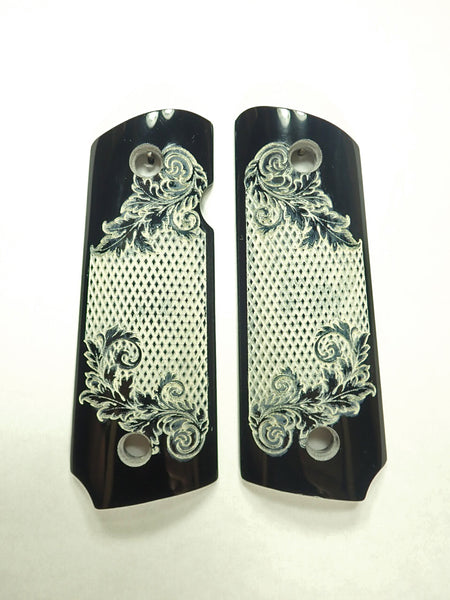 Floral Checker Black & White 1911 Grips (Compact)